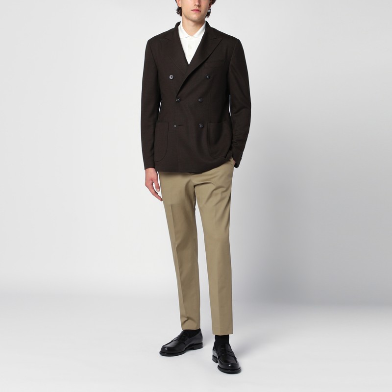 Santaniello Men's Checked Double Breasted Jacket In Brown