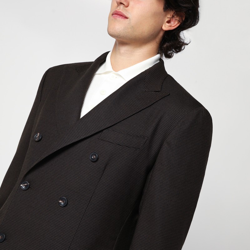 Santaniello Men's Checked Double Breasted Jacket In Brown