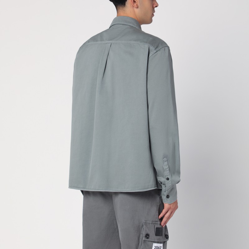 Dolce & Gabbana Logo Tag Curved Hem Shirt In Grey