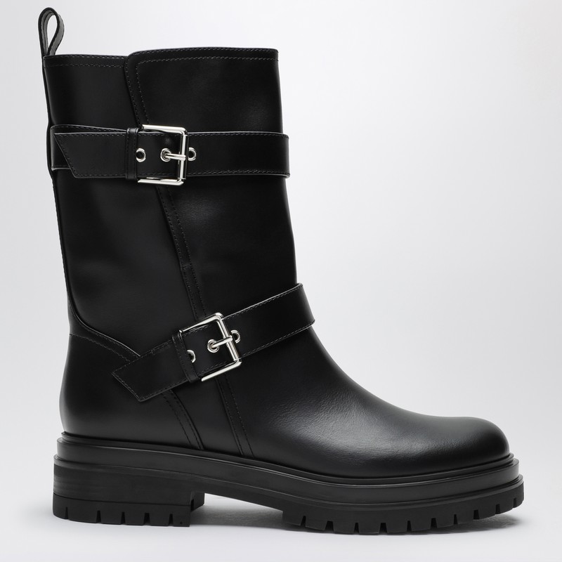 Gianvito Rossi Black Leather Biker Boots