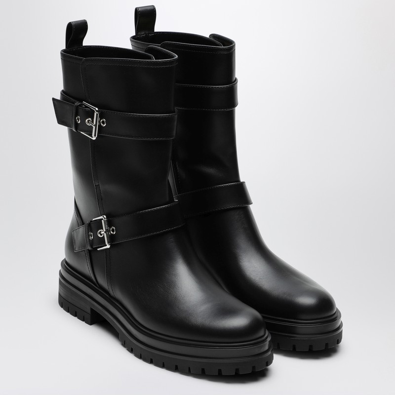 Gianvito Rossi Black Leather Biker Boots