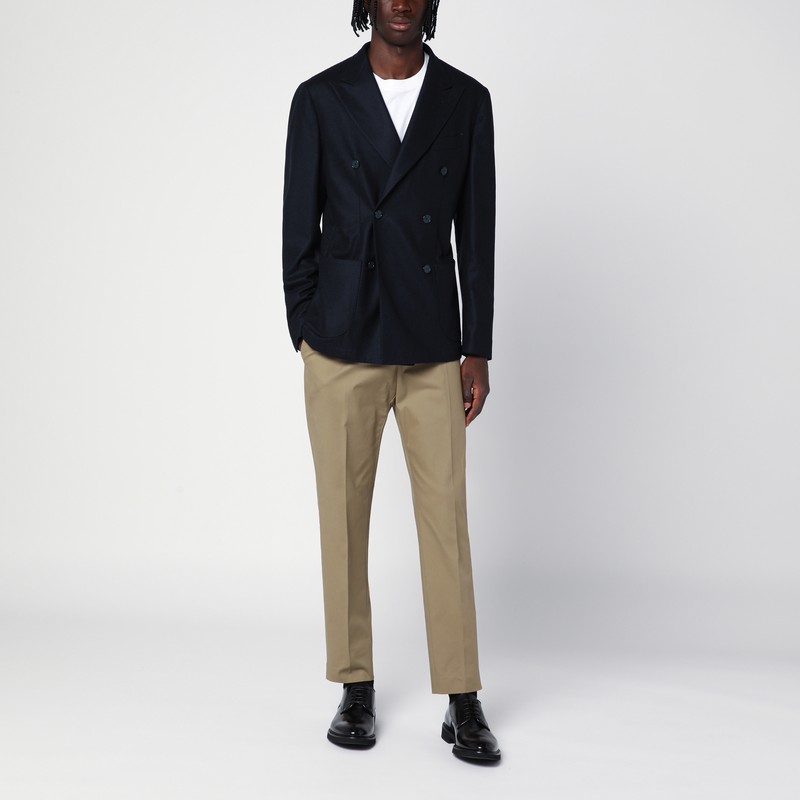 Santaniello Double-breasted Jacket In Wool-blend In Blue