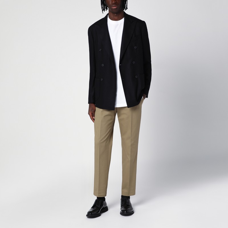 Santaniello Double-breasted Jacket In Wool-blend In Black