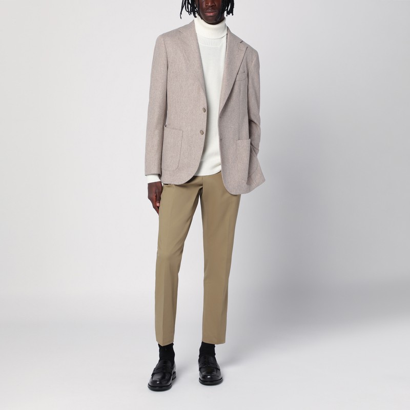 Santaniello Double-breasted Jacket In Wool-blend In Beige
