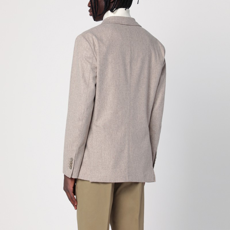 Santaniello Double-breasted Jacket In Wool-blend In Beige