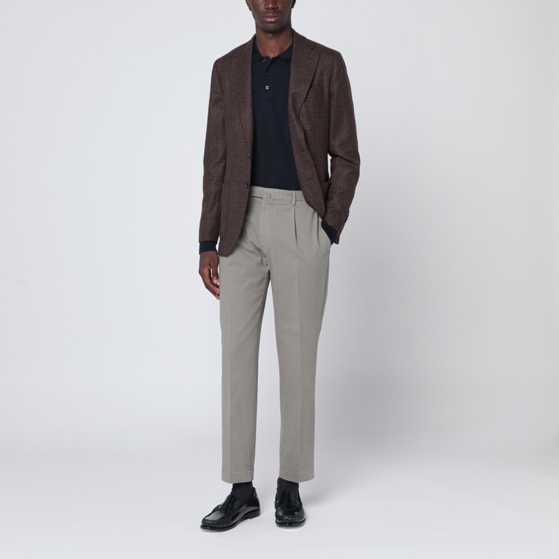 Santaniello Brown Jacket In Prince Of Wales Check In Brown