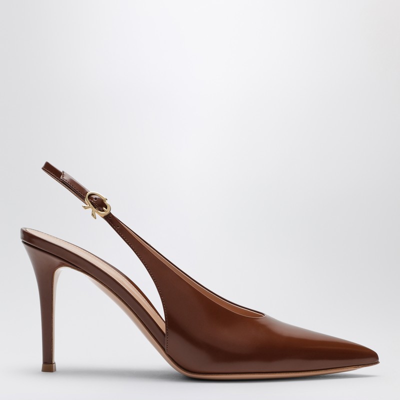 Havana patent leather slingback pumps