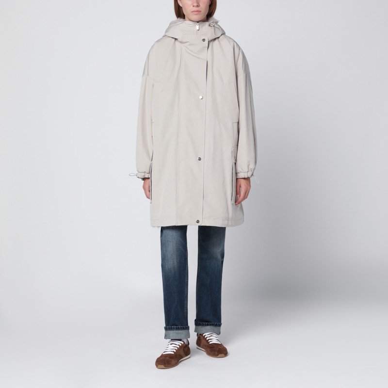 Light beige cotton blend parka