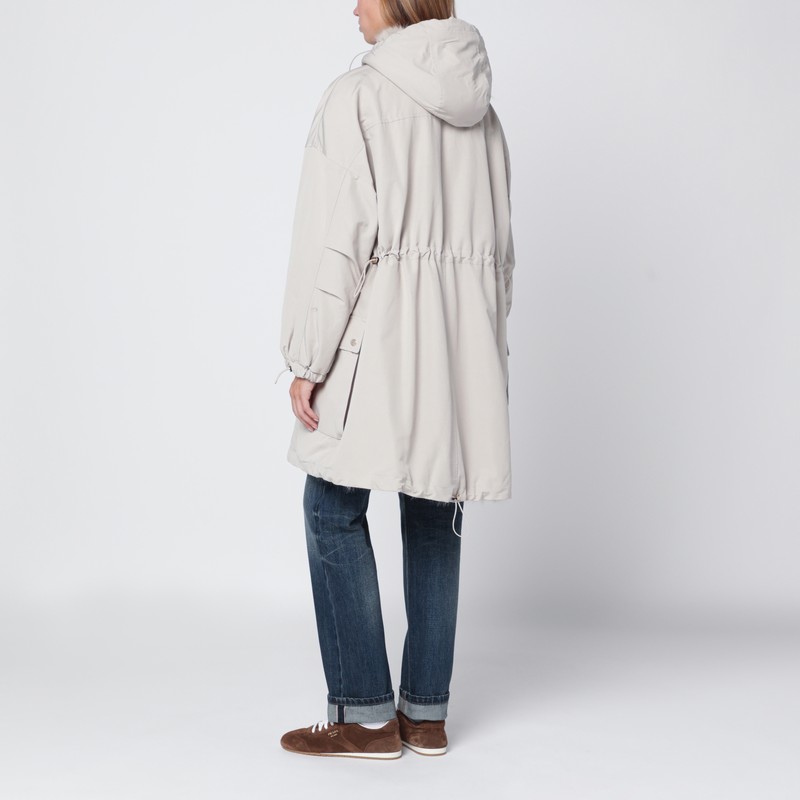 Max Mara Light Beige Cotton Blend Parka In Multi
