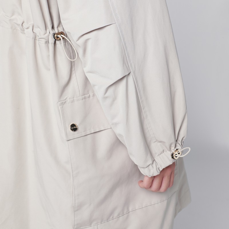 Max Mara Light Beige Cotton Blend Parka In Multi