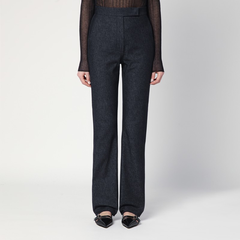 Midnight blue trousers in cotton denim effect