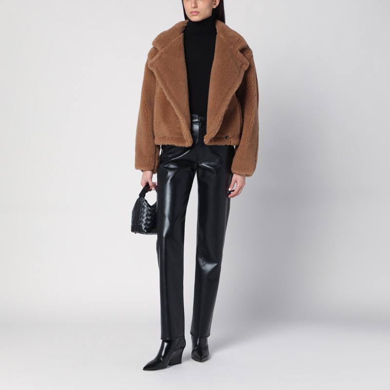 Max Mara Collared Long-sleeved Teddy Coat In Beige