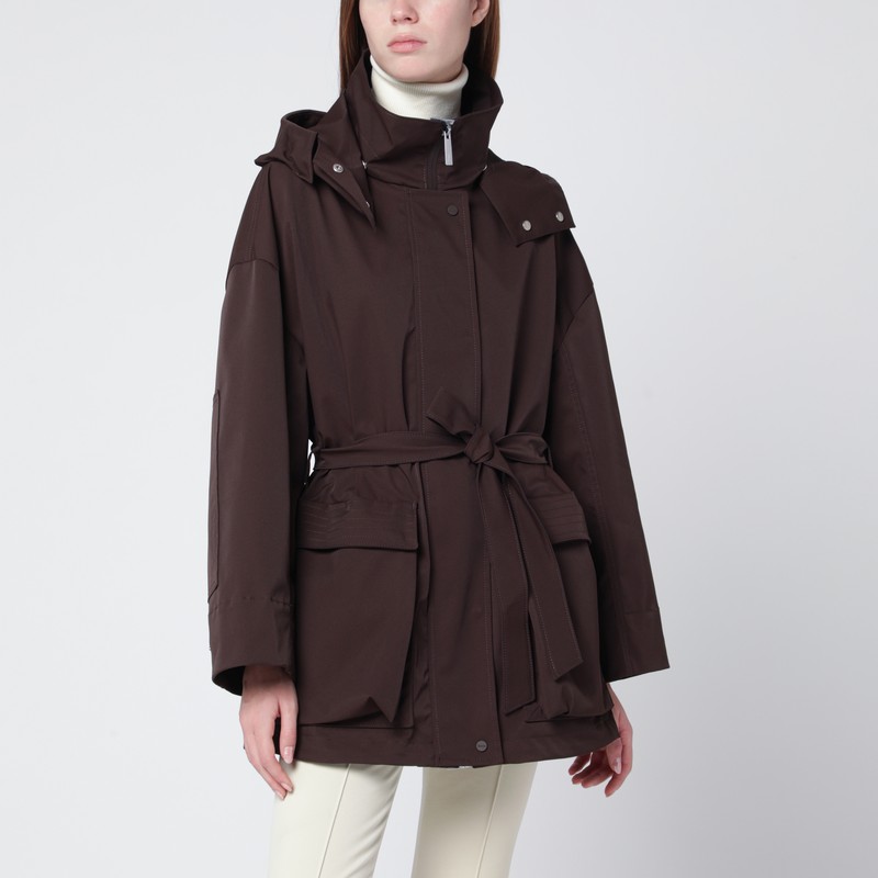 Herno Short Laminar Coffee-colored Parka In Brown
