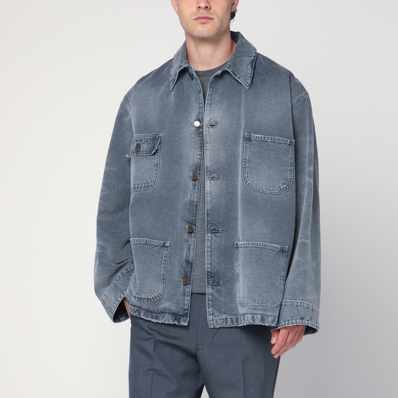 Distressed blue canvas overshirt