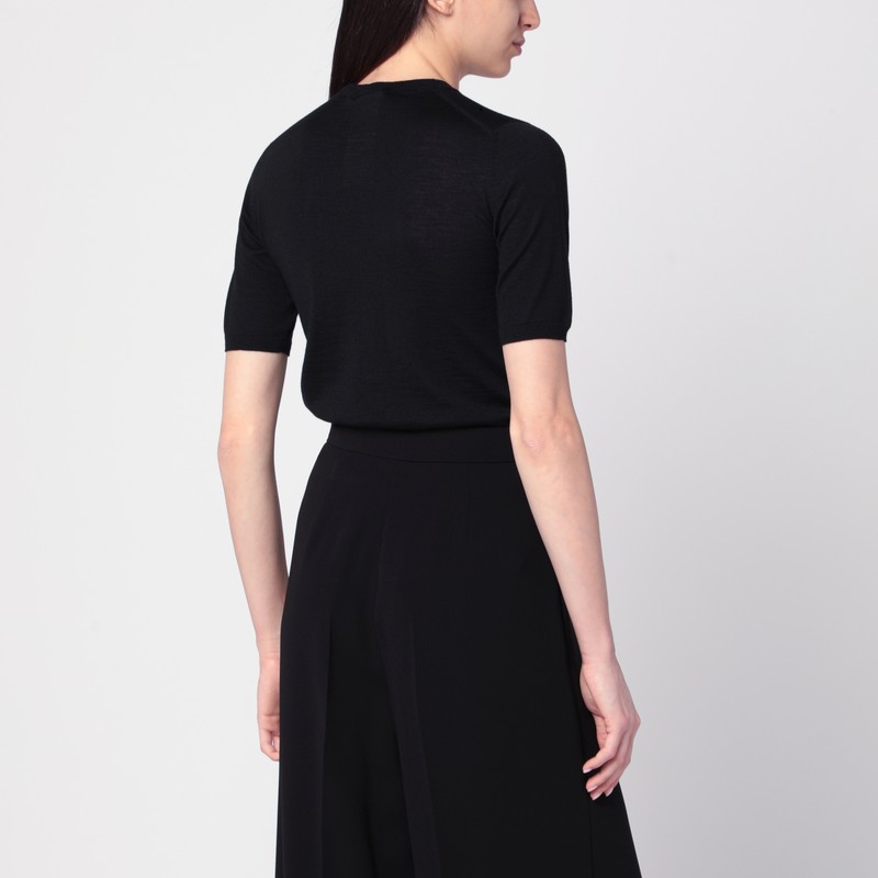 Max Mara Black Wool Crewneck Sweater In Black