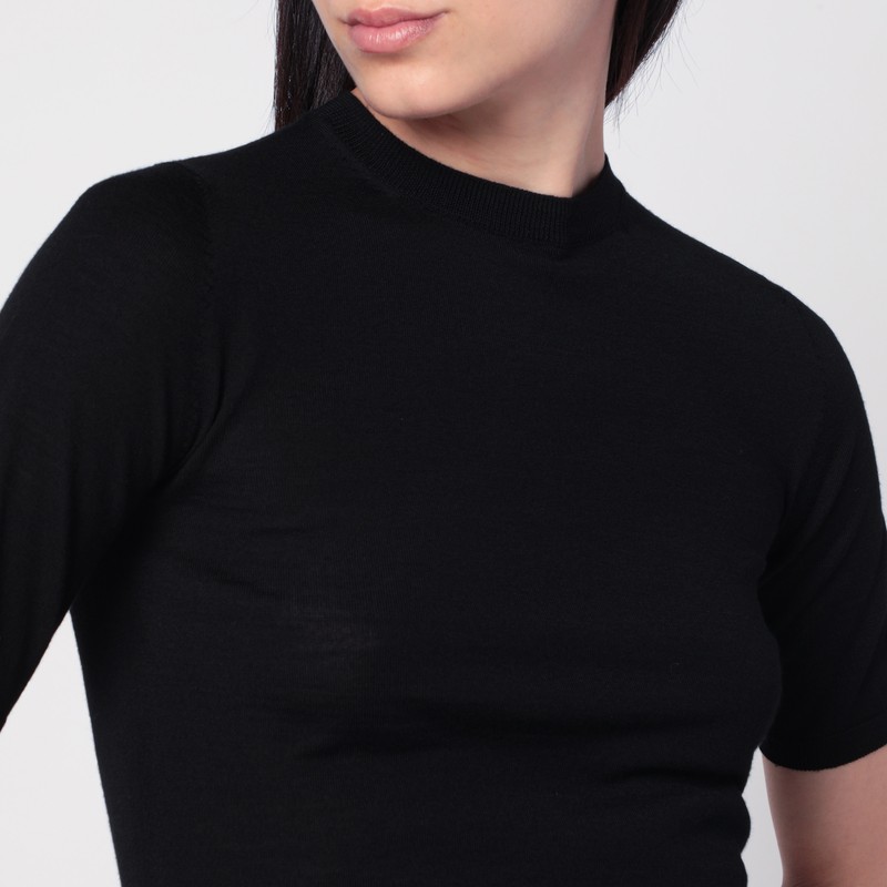 Max Mara Black Wool Crewneck Sweater In Black