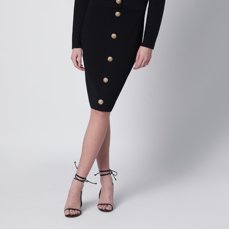 Balmain Black Tweed Pencil Skirt