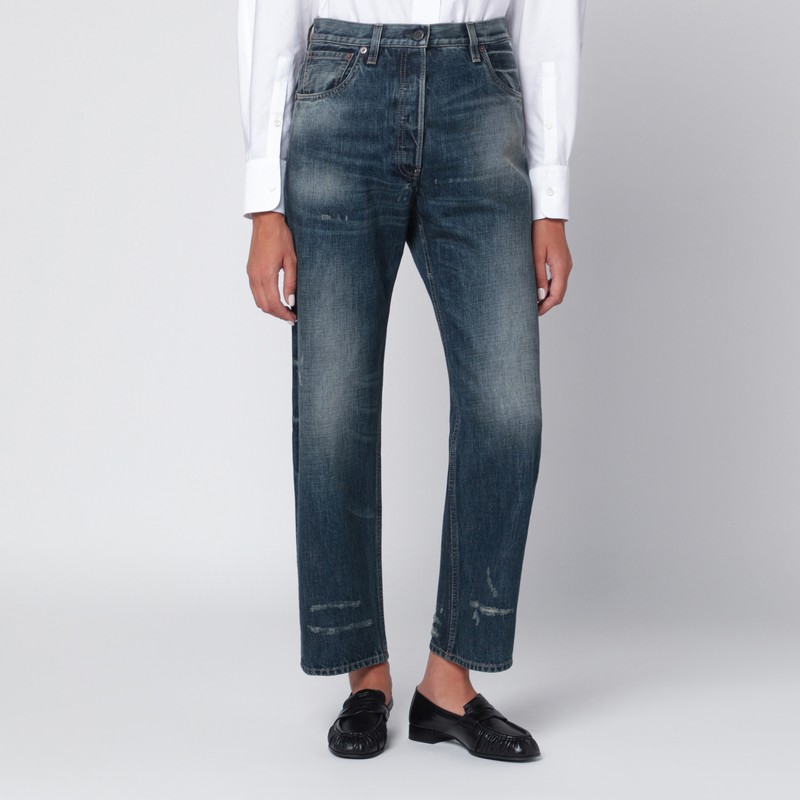 Jeans in washed blue denim