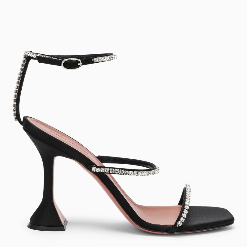 Amina Muaddi Gilda 95mm Rhinestone-embellished Sandals In Black | ModeSens