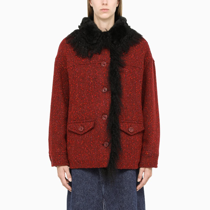 Red padded jacket