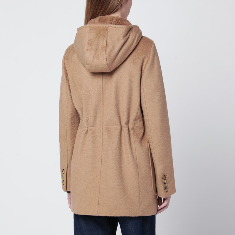 Max Mara Beige Zibeline Camel Parka In Brown