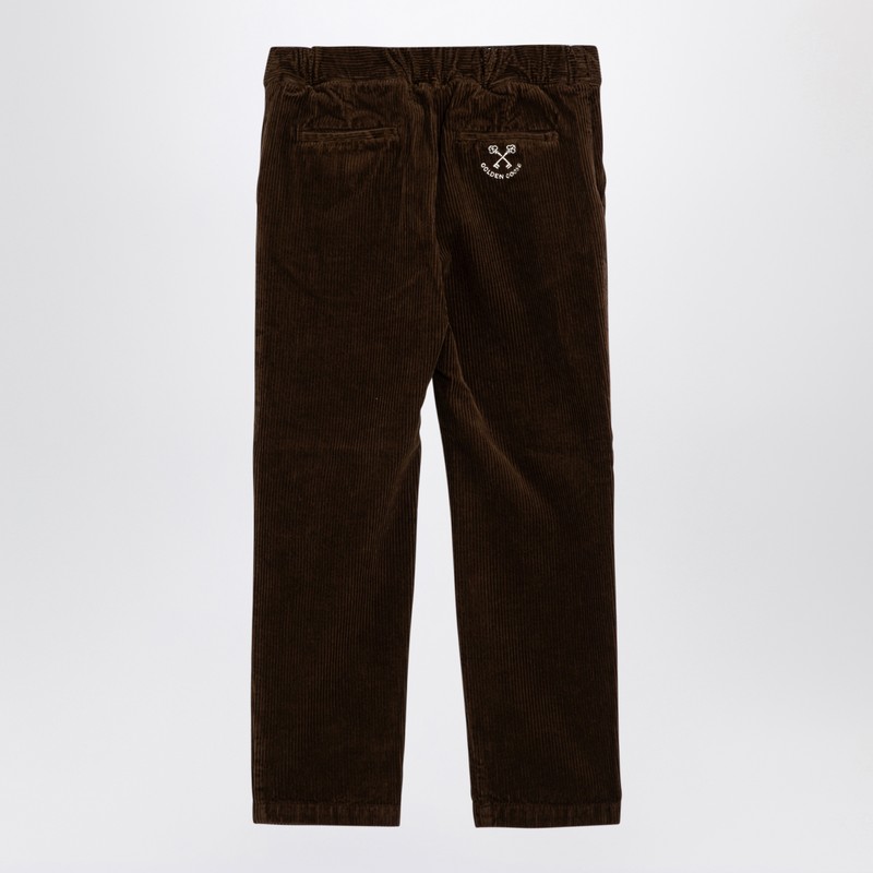 Golden Goose Logo-embroidered Straight Trousers In Brown