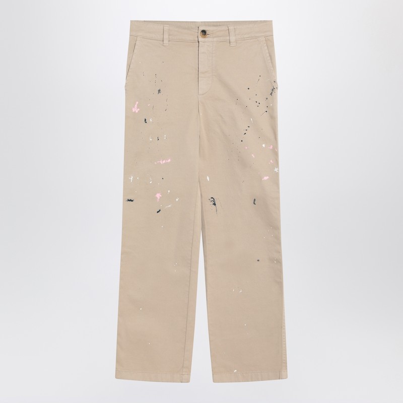 Beige trousers with splatter details