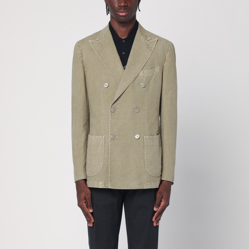 Double-breasted sage green jacket