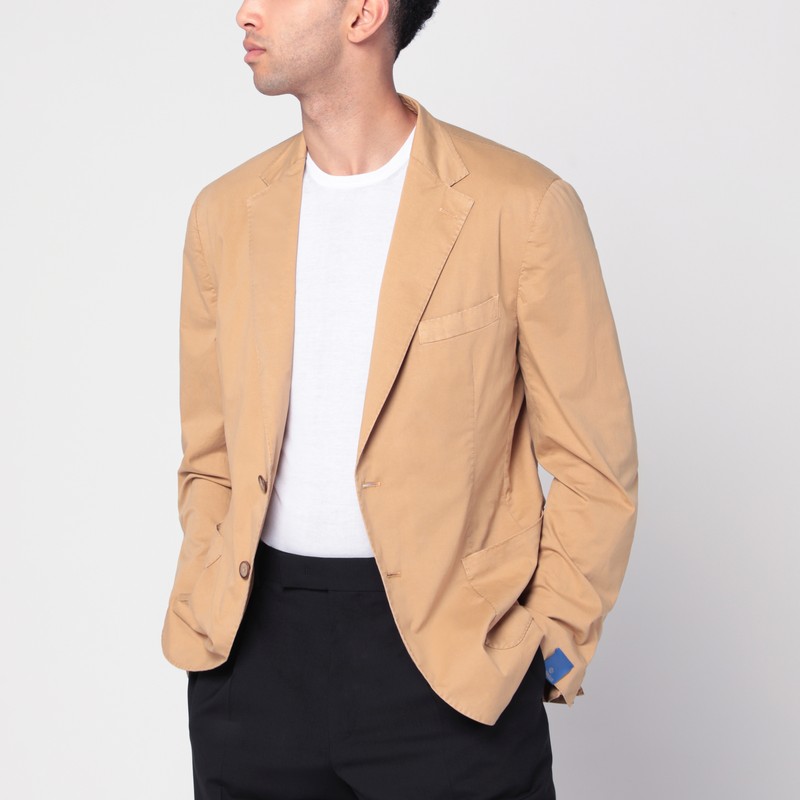 Walnut-coloured single-breasted jacket in cotton
