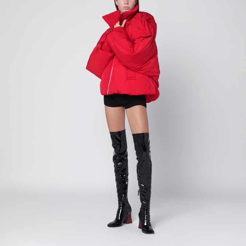 Sportmax Short Padded Jacket With High Collar And Horizontal Stitching In Red