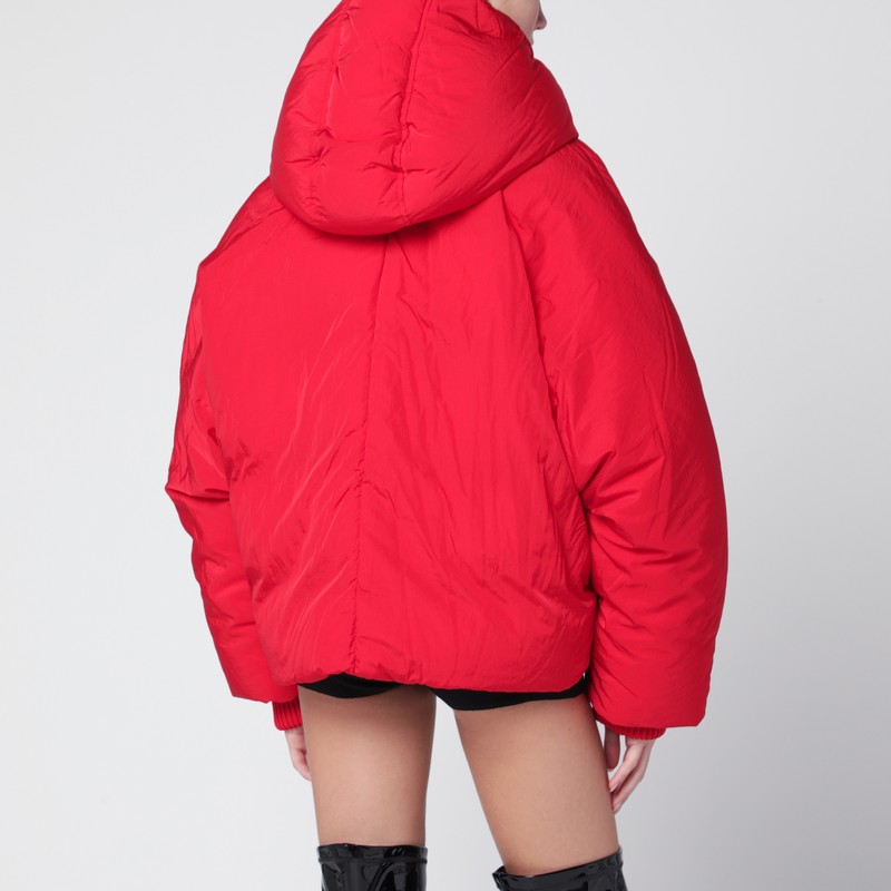 Sportmax Short Padded Jacket With High Collar And Horizontal Stitching In Red