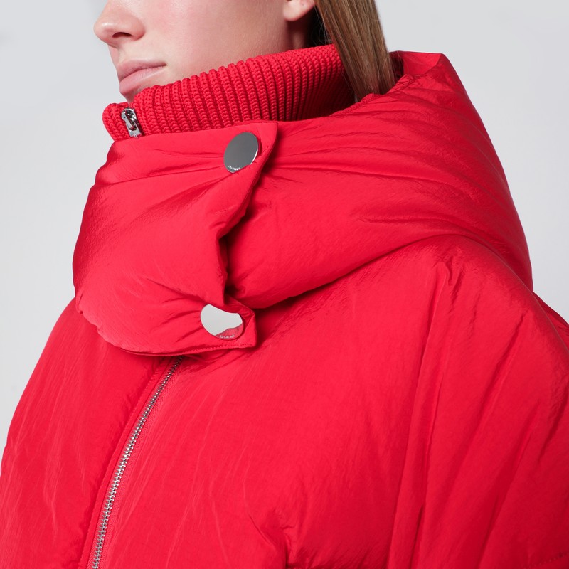 Sportmax Short Padded Jacket With High Collar And Horizontal Stitching In Red