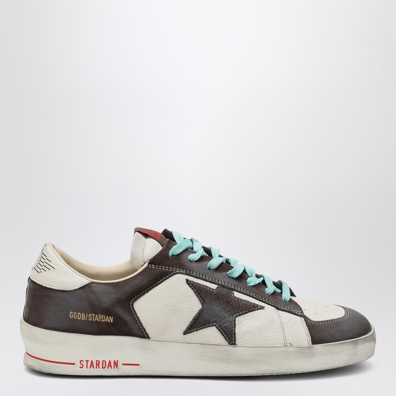 Golden Goose Distressed Leather Sneakers With Two-tone Star Patch In White