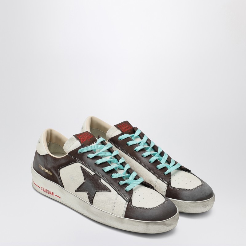 Golden Goose Distressed Leather Sneakers With Two-tone Star Patch In White