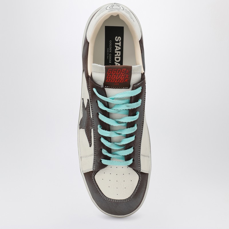 Golden Goose Distressed Leather Sneakers With Two-tone Star Patch In White