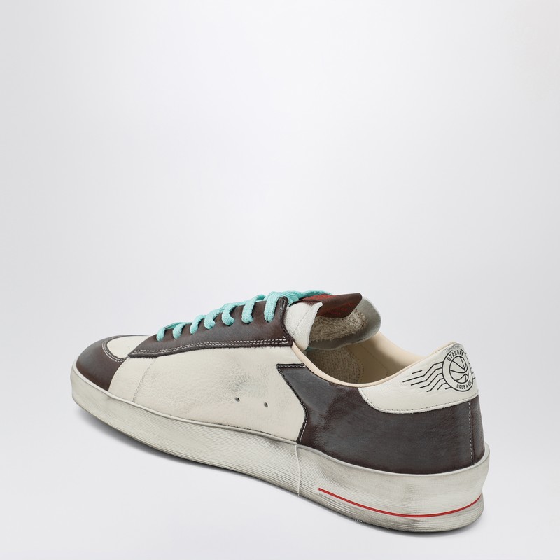 Golden Goose Distressed Leather Sneakers With Two-tone Star Patch In White