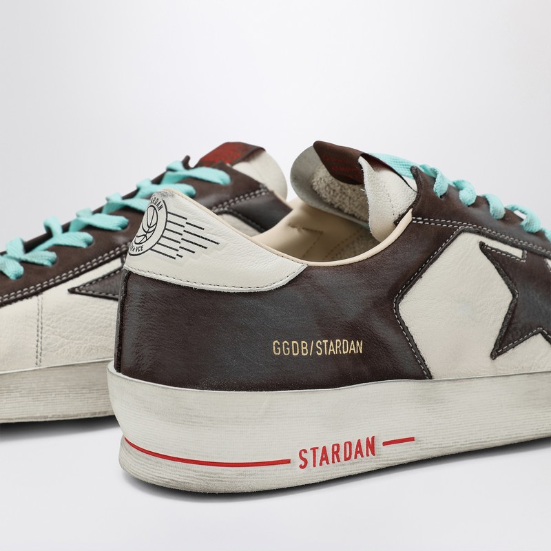 Golden Goose Distressed Leather Sneakers With Two-tone Star Patch In White