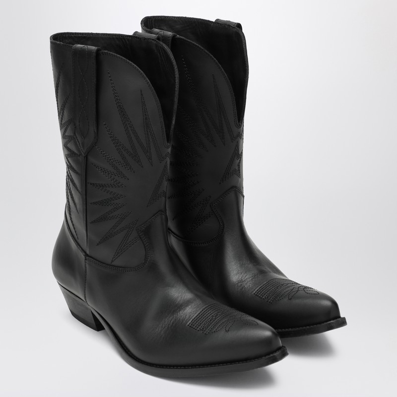 Golden Goose Wish Star Low Black Leather Boots In Black
