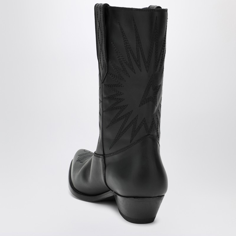 Golden Goose Wish Star Low Black Leather Boots In Black