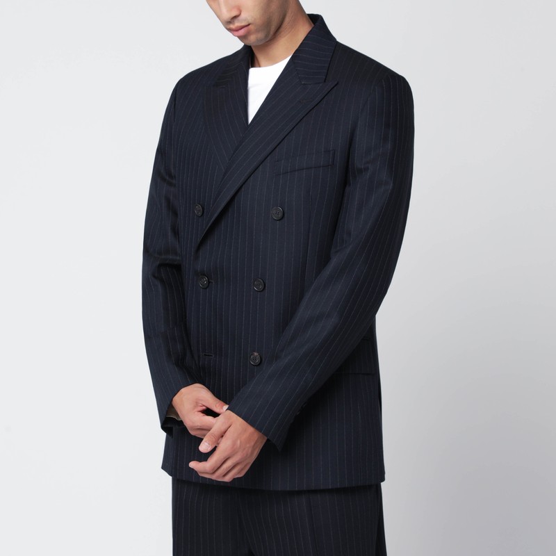 Navy blue pinstripe double-breasted jacket