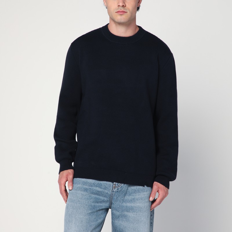 Dark blue sweater in cotton blend