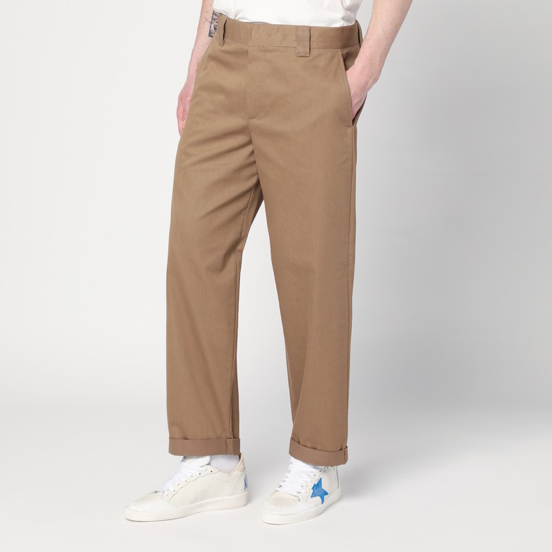 Beige cotton-blend trousers
