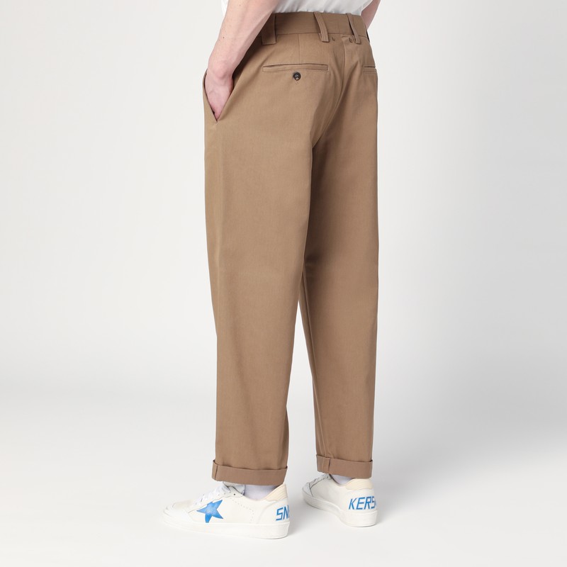 Golden Goose Beige Cotton-blend Trousers Men In Sand