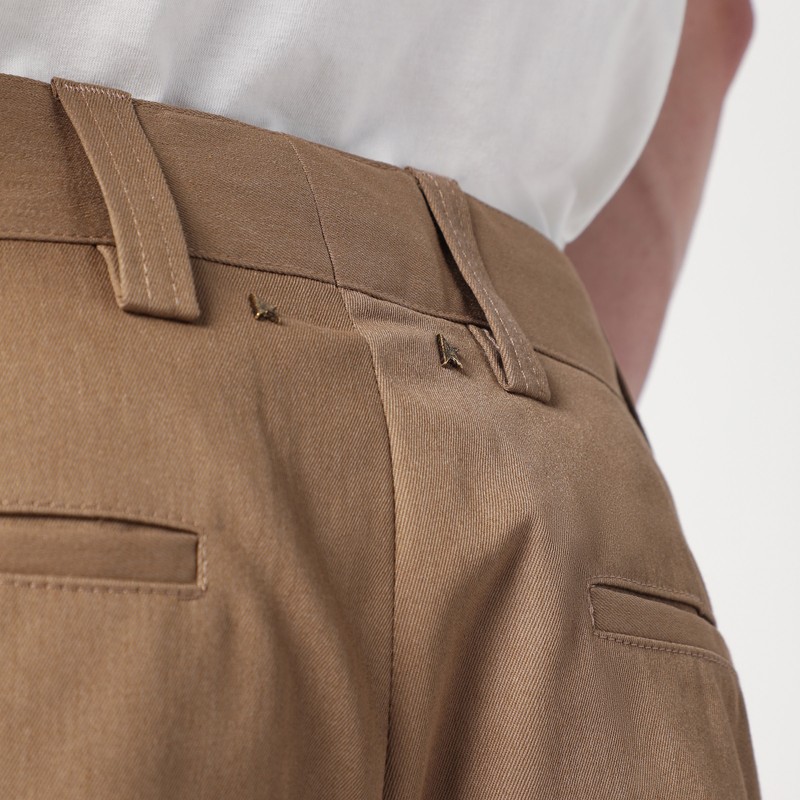 Golden Goose Beige Cotton-blend Trousers Men In Sand