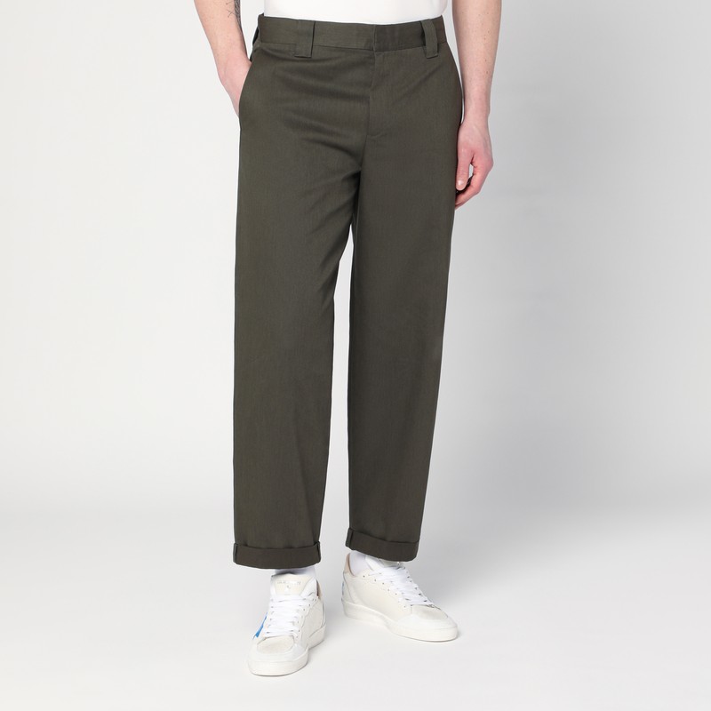 Dark green cotton-blend trousers