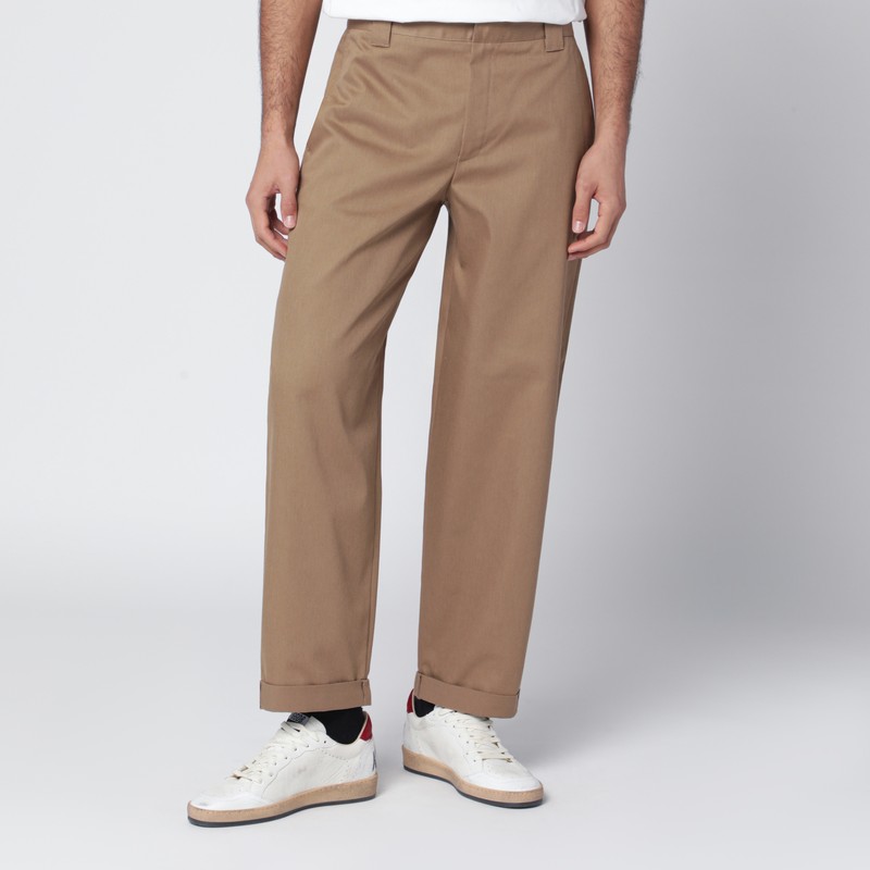 Beige cotton-blend trousers