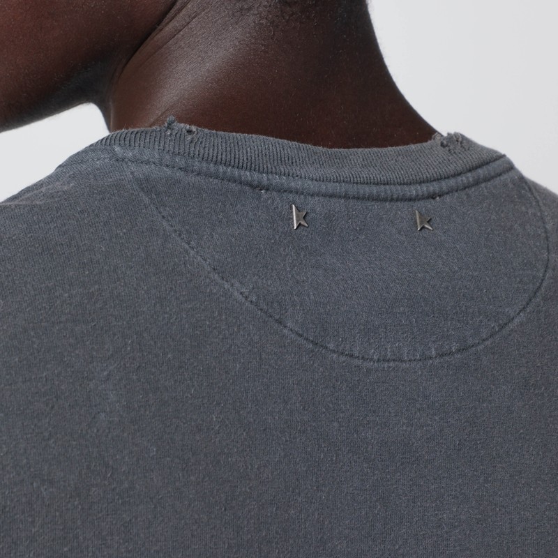 Golden Goose Anthracite Grey Vintage-effect T-shirt Men In Gray