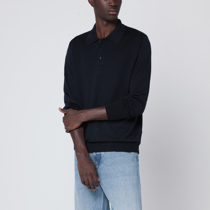 Navy blue wool polo