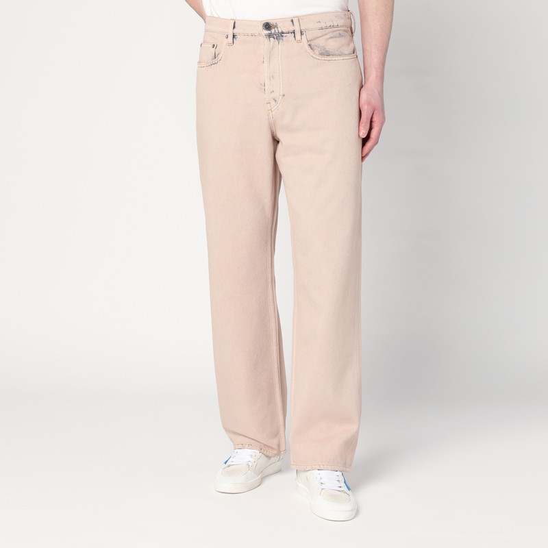 Dyed-effect pink denim jeans