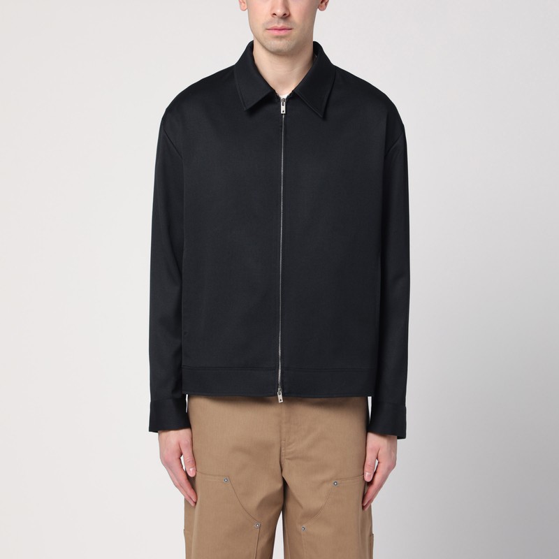 Black zip jacket in wool gabardine - Golden Goose - Modalova